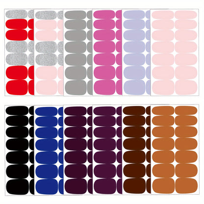 12 sheets Full Wrap Nail Polish Stickers - Self Adhesive Solid Color Nail Decal Strips for DIY Nail Craft - Perfect for Women and Girls