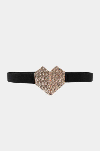 Ceinture élastique à boucle coeur en strass