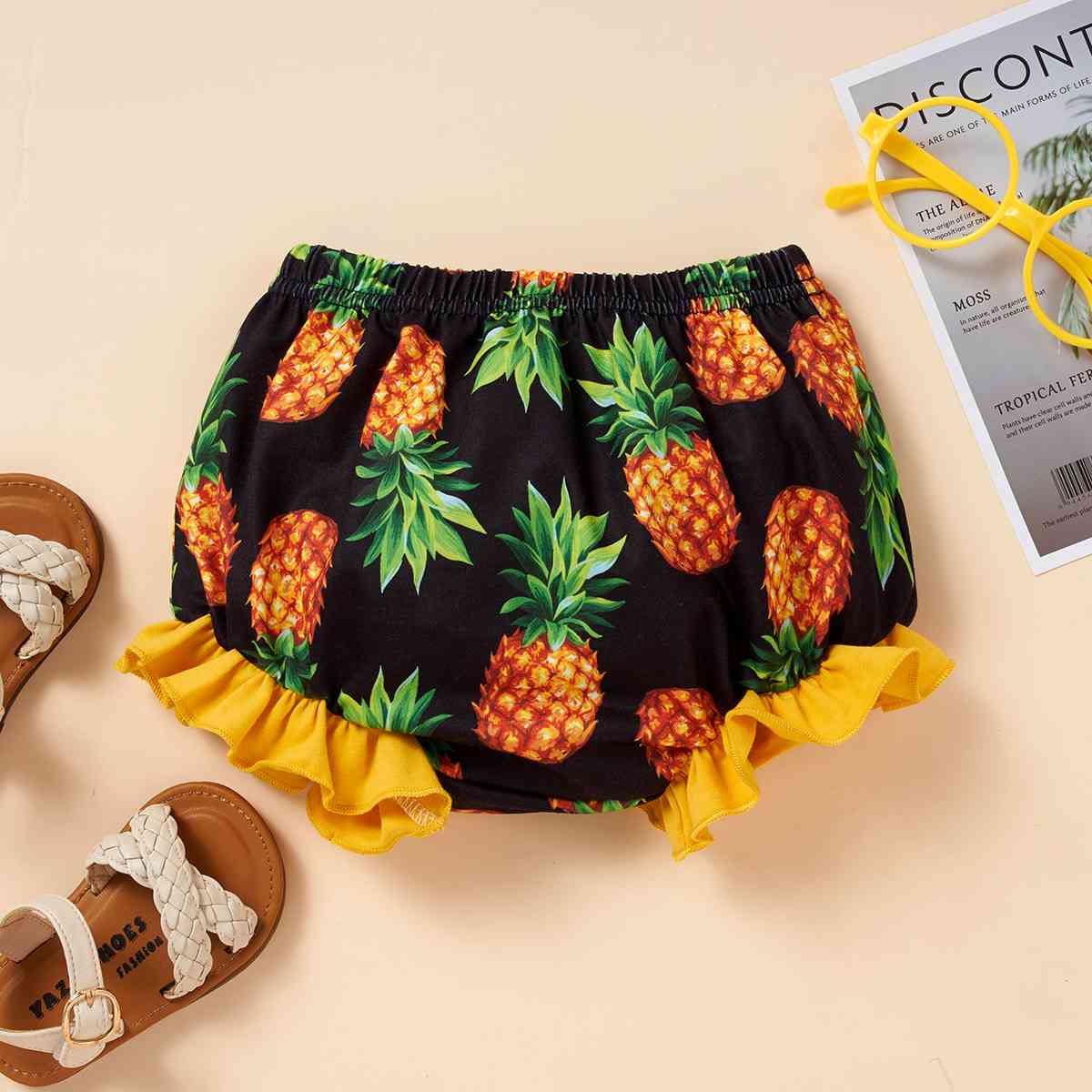 SUMMER TIME Bodysuit and Pineapple Graphic Shorts Set