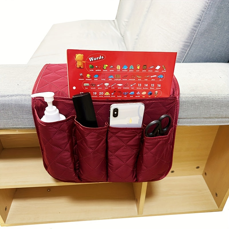 5-Pocket Sofa Armrest Organiser: Keep Your Remotes, Books, Magazines, Glasses & More in One Convenient Spot!