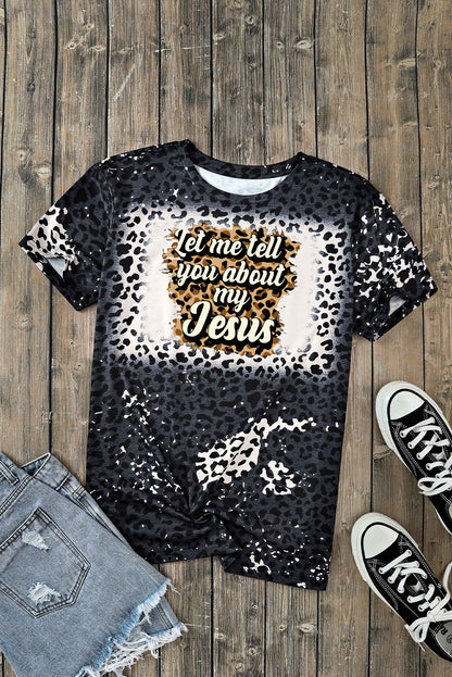 DÉJAME CONTARTE SOBRE MI JESÚS Camiseta con estampado de leopardo