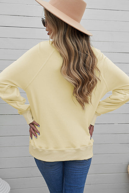 Round Neck Raglan Sleeve Exposed Seam Sweatshirt