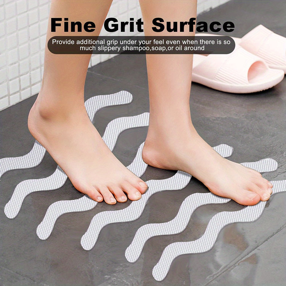 48pcs Anti-Slip Shower Strips(+SCRAPER ), Safety Shower Treads Stickers , Bathtub Non Slip Stickers, Anti Skid Tape For Shower,Tub,Steps, Floor-Strength Adhesive Grip Applied For Baby,Senior,Adult