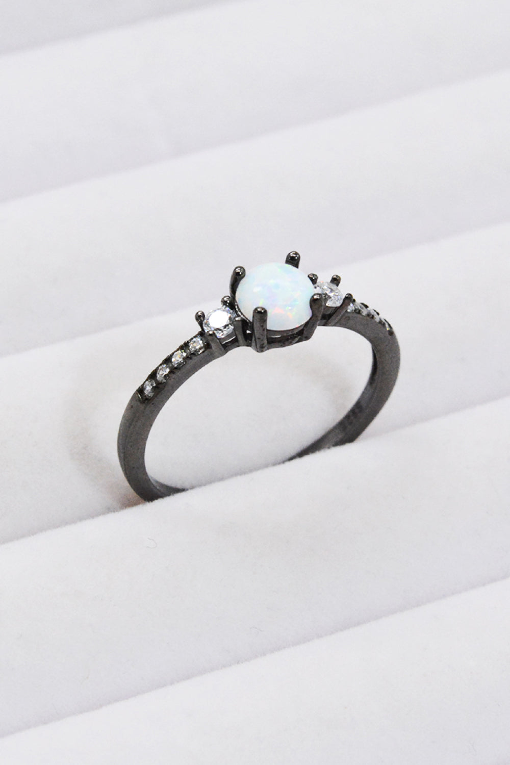 925 Sterling Silver Round Opal Ring