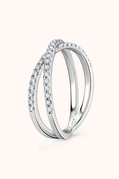 Bague croisée en argent sterling 925 Moissanite