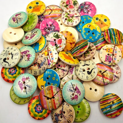 50pcs Vintage Wooden Clock Buttons - Perfect for Jewelry Making!