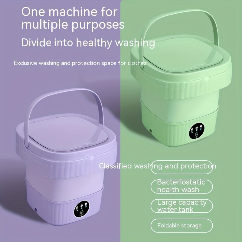 (US Plug) Mini Folding Washing Machine, Small Washing & Dry In One Thin Clothes Towel Baby Clothes Dormitory Washing Socks Tool