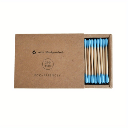 200PCS/Box Double Head Swab Bamboo Sticks Swab Disposable Buds For Beauty Makeup Nose Ears Cleaning