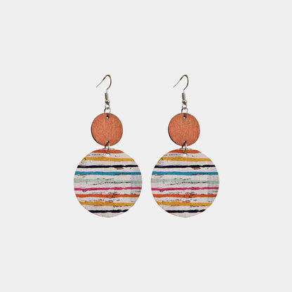 Round Shape Wooden Dangle Earrings