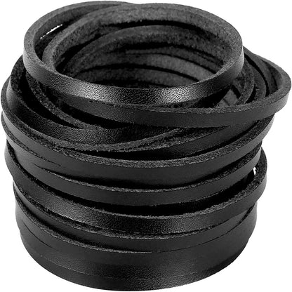 4 Yards of Black 3MM Genuine Leather Cord - Perfect for Jewelry Making, Shoe Laces, Arts & Crafts, and More!