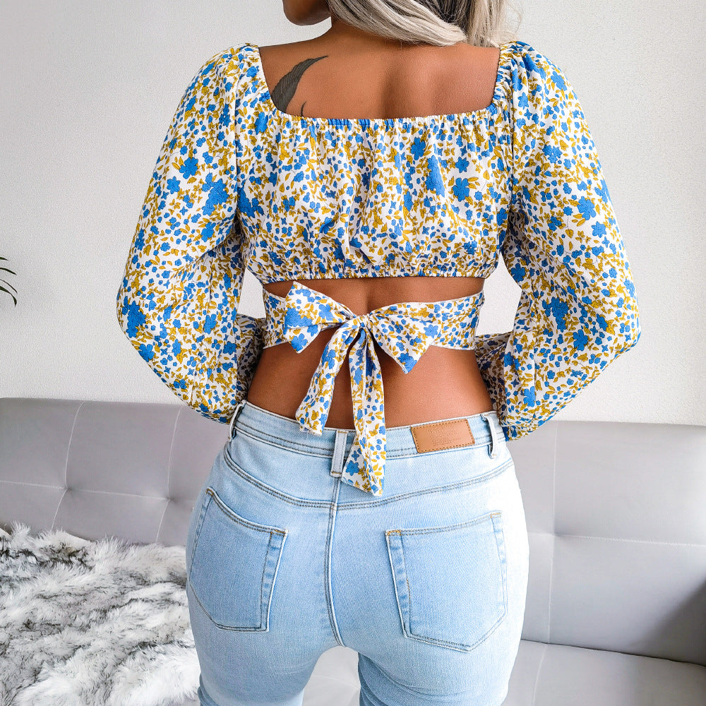 Ditsy Floral Crisscross Cropped Top