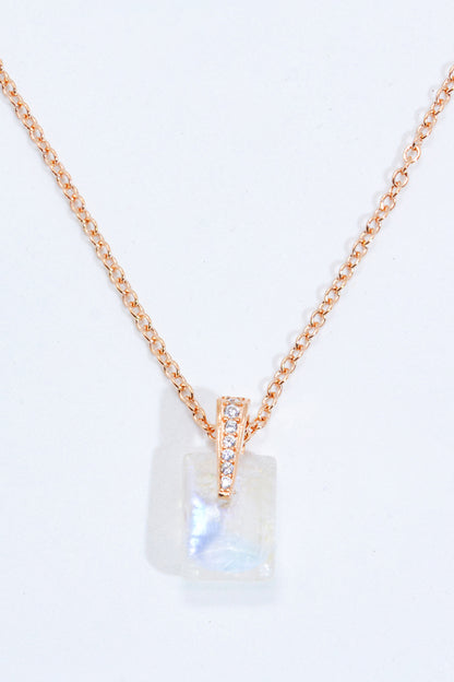 925 Sterling Silver Natural Moonstone Pendant Necklace