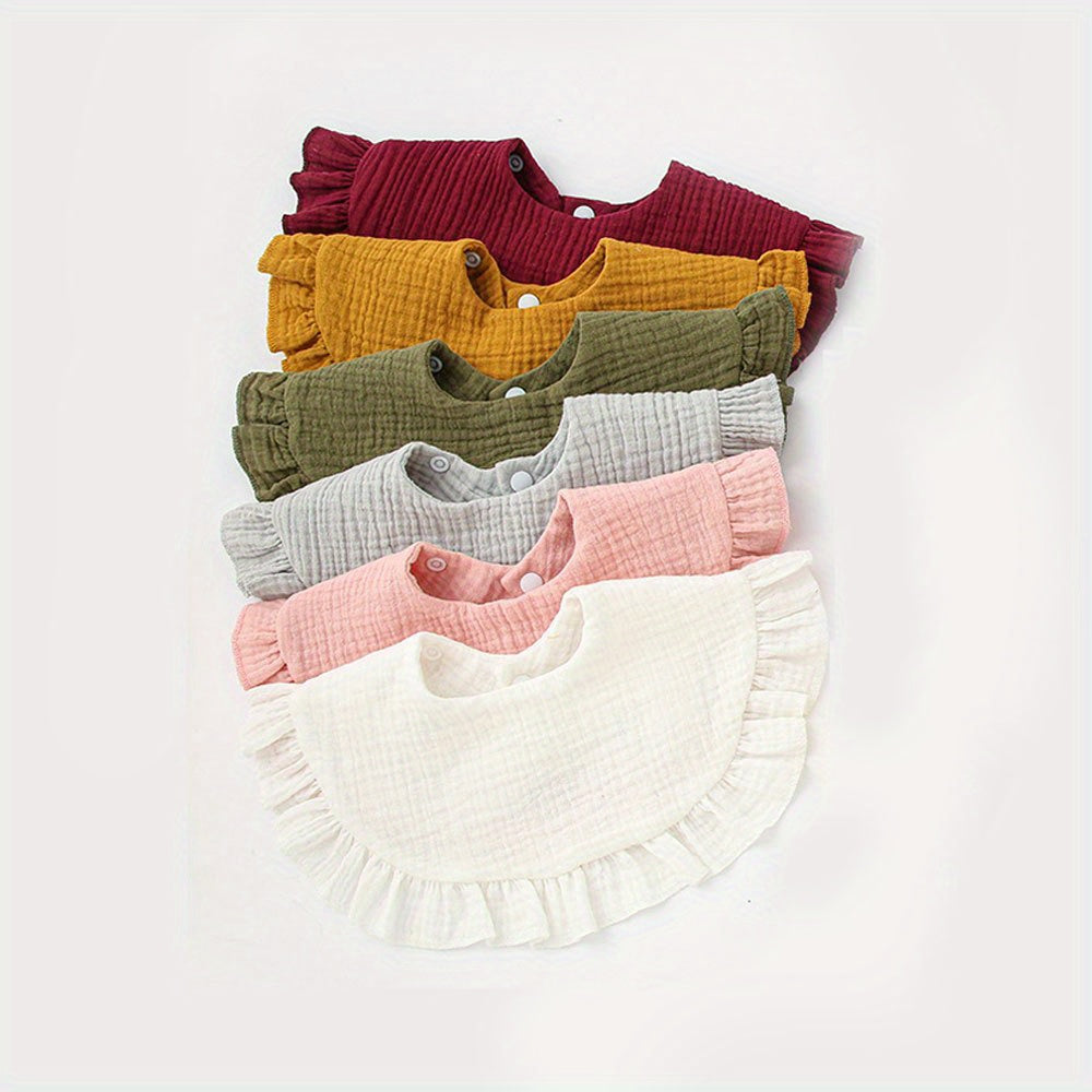 Serviette de salive à volants pour bébé 0-24M/0.0-944.88 pouces, bavoir en gaze de coton à 360 °, fournitures pour bébé, 1 pièce/6 pièces 