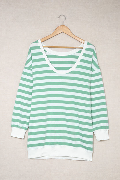 Striped Dropped Shoulder Longline Top