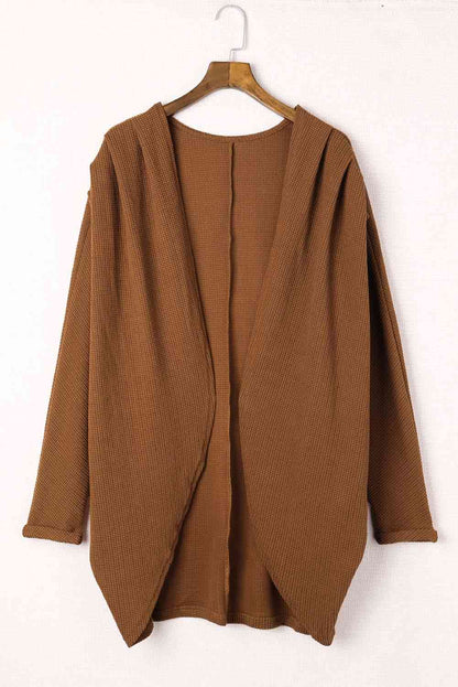 Pleated Detail Open Front Longline Cardigan