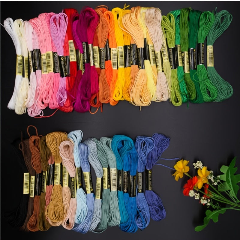 50-Piece Rainbow Embroidery Floss Set - Perfect for Crafting Bracelets & More!