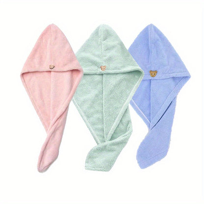 3pcs Quick-Dry Microfiber Hair Towel Cap - Soft & Gentle Hair Drying Turban