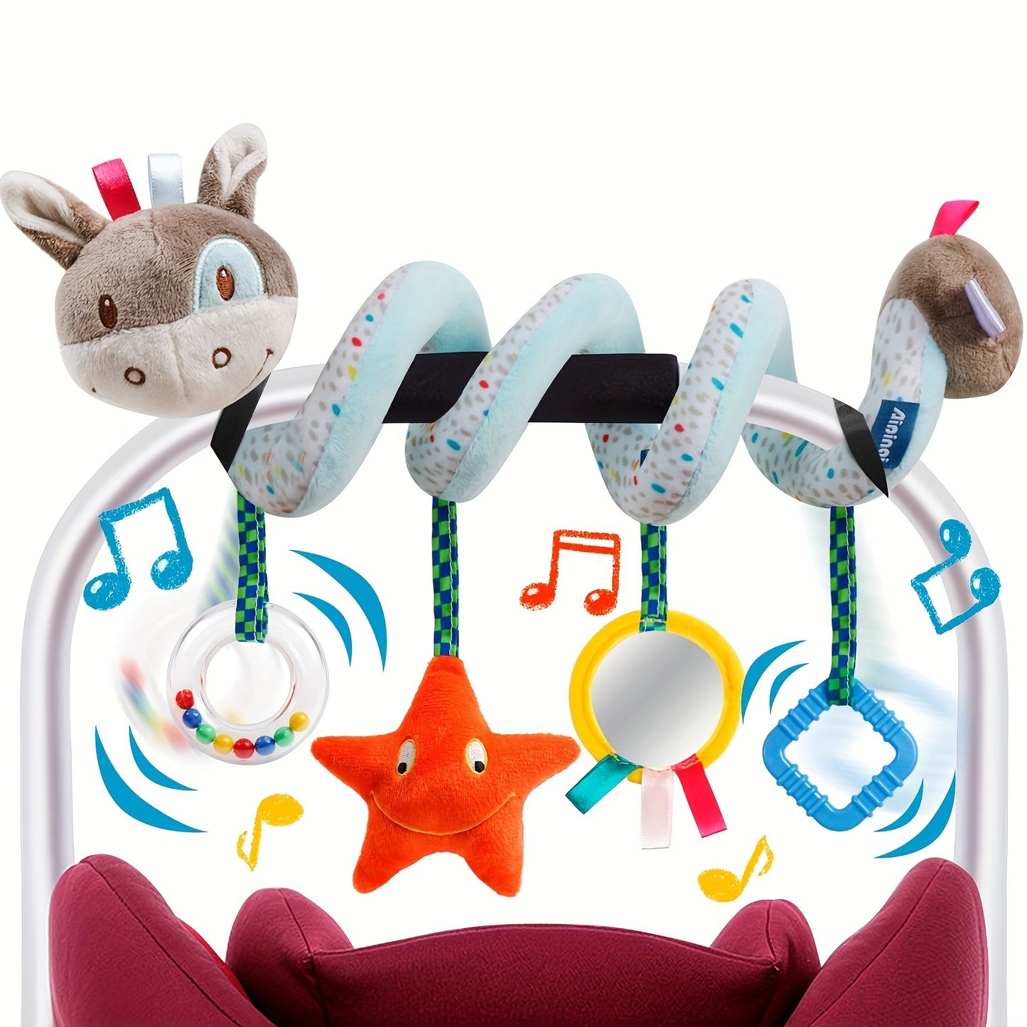 Baby Car Seat Toys Activity Stroller Mobile Toy, For Boys Girls, Spiral Hanging Plush Toys, For Bassinet Crib Baby Carrier