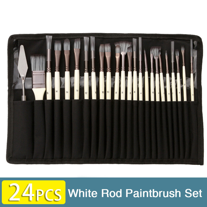 Ensemble de 24 pinceaux de la série Expert – Pinceaux synthétiques améliorés, rouleau de tissu et couteau à palette pour acrylique, huile, aquarelle et gouache 