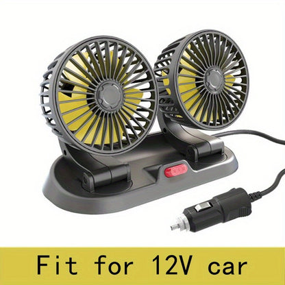 Universal Rotatable Vehicle Fan for Trucks, Cars, and Touring Cars - Dual Head USB Fan with 12V and 24V Compatibility - Provides Powerful and Efficient Cooling on the Go