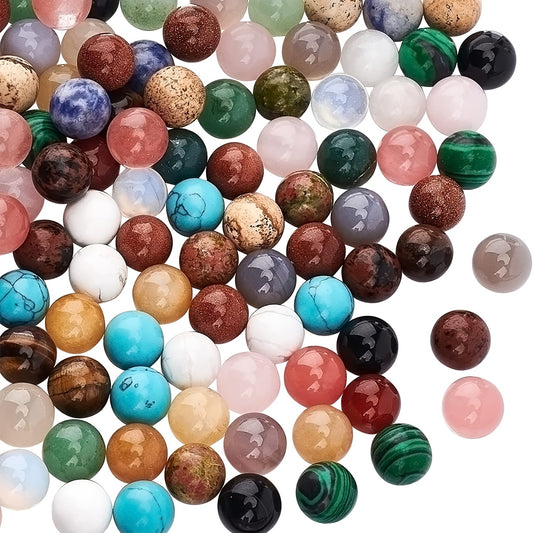 100pcs 8mm Natural Gemstone Beads - Assorted Colors for DIY Jewelry Making